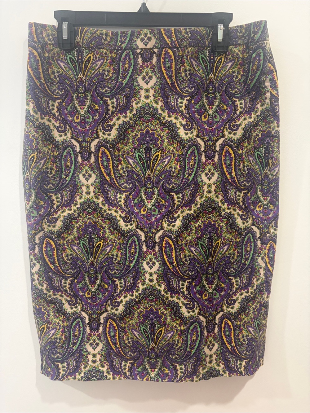 J. Crew Paisley Pencil Skirt - Purple Cream